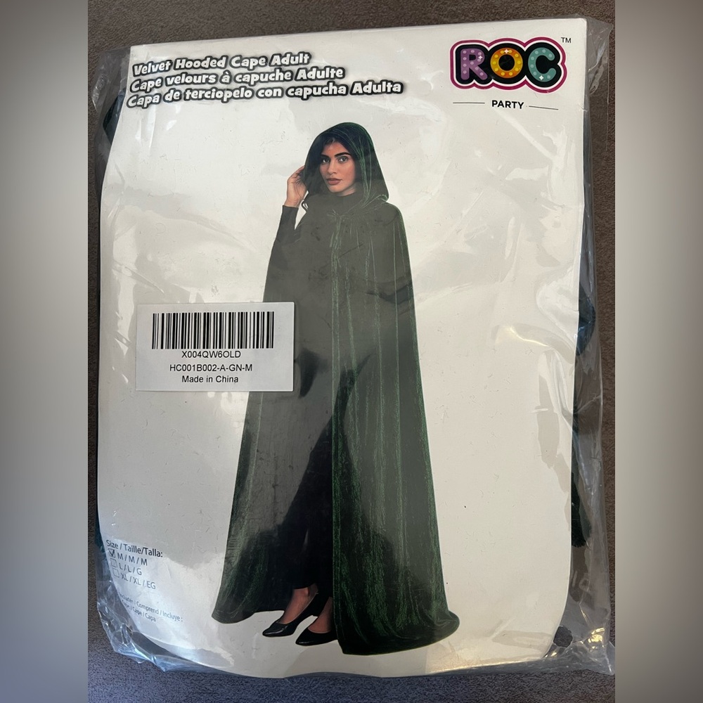 Velvet Hooded Cape for Women - Green